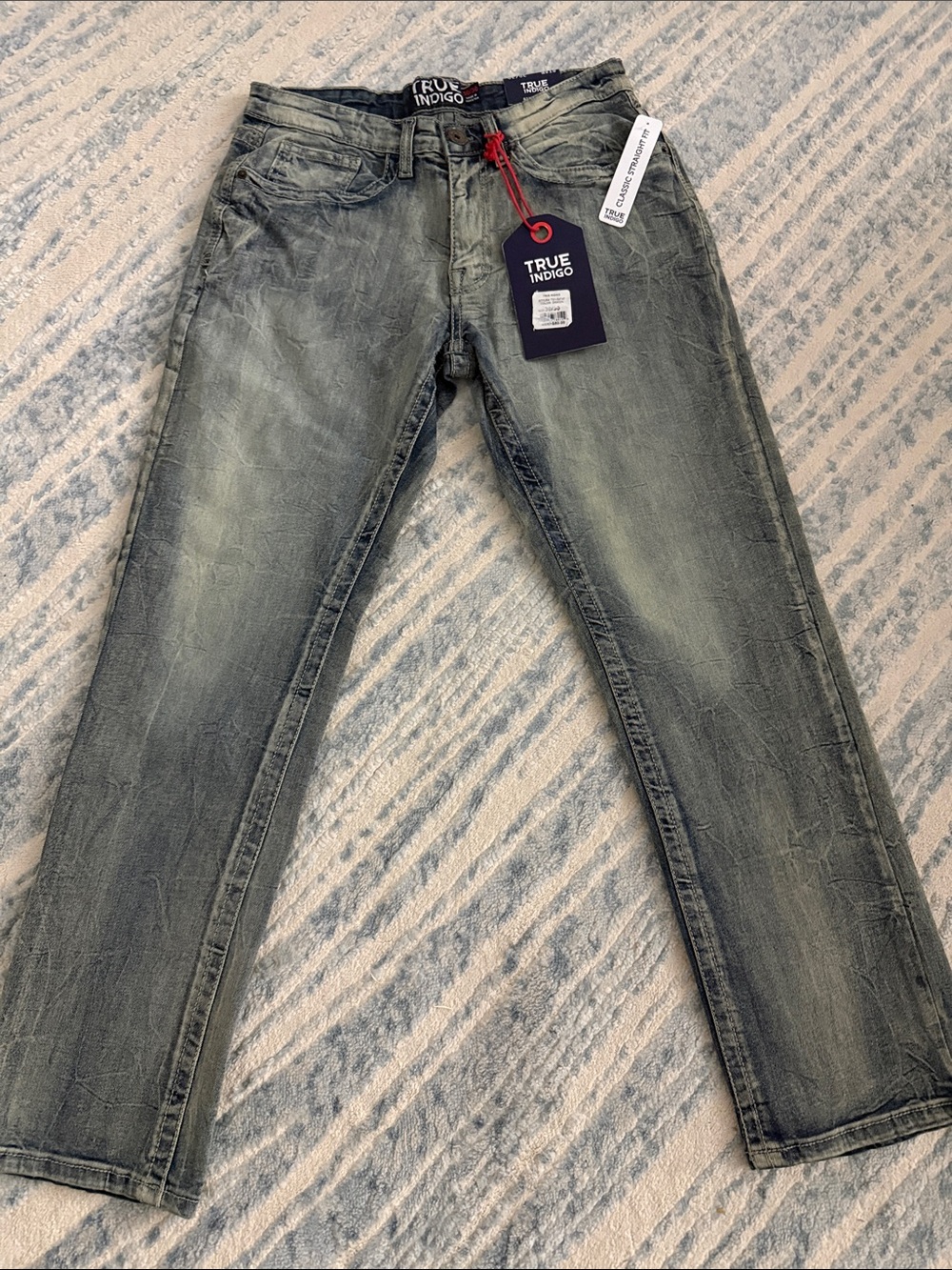 NWT True Indigo Classic Straight Stretch Men’s Faded Blue Jeans Sizs 30X30